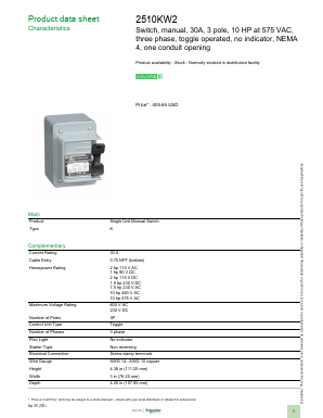 2510KW2 Datasheet PDF Schneider Electric