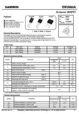 SWD3N80A Datasheet PDF Xian Semipower Electronic Technology Co., Ltd.