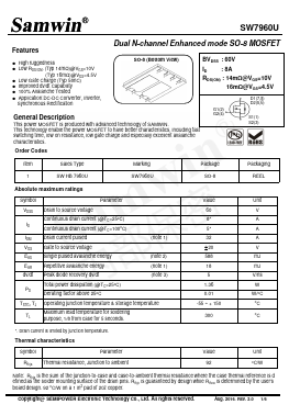 SW7960U Datasheet PDF Xian Semipower Electronic Technology Co., Ltd.