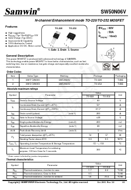 SWD50N06V Datasheet PDF Xian Semipower Electronic Technology Co., Ltd.