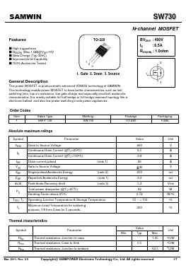 SWP730 Datasheet PDF Xian Semipower Electronic Technology Co., Ltd.