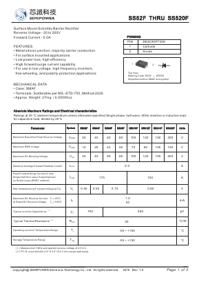 SS510F Datasheet PDF Xian Semipower Electronic Technology Co., Ltd.