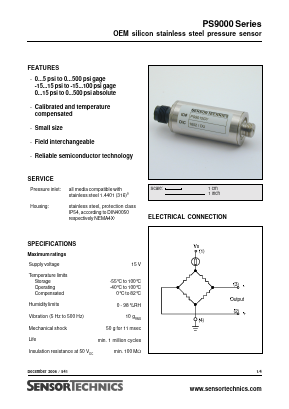 PS9030VM Datasheet PDF Sensortechnics GmbH