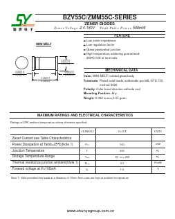 ZMM55C8V2 Datasheet PDF Shunye Enterprise