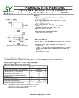 P6SMB100A Datasheet PDF Shunye Enterprise