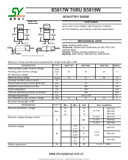 B5817W-B5819W Datasheet PDF Shunye Enterprise