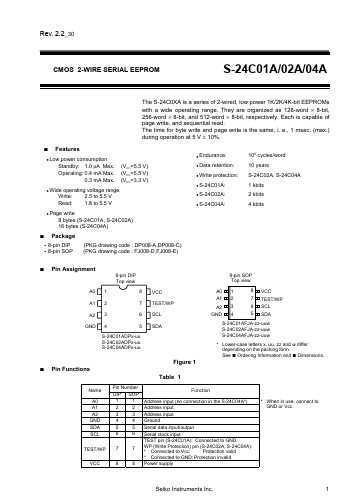S24C01A Datasheet PDF Seiko Instruments Inc
