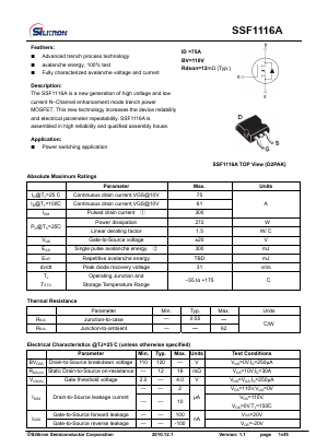 SSF1116A Datasheet PDF Silikron Semiconductor Co.,LTD.