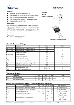 SSF7504 Datasheet PDF Silikron Semiconductor Co.,LTD.