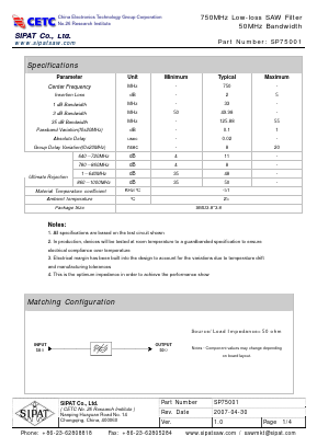 SP75001 Datasheet PDF SIPAT Co,Ltd