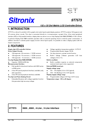 ST7573 Datasheet PDF Sitronix Technology Co., Ltd.