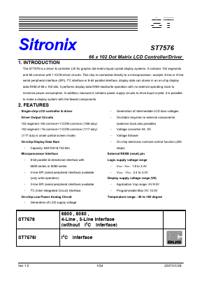 ST7576 Datasheet PDF Sitronix Technology Co., Ltd.