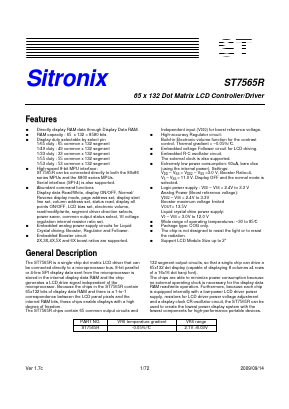 ST7565R Datasheet PDF Sitronix Technology Co., Ltd.