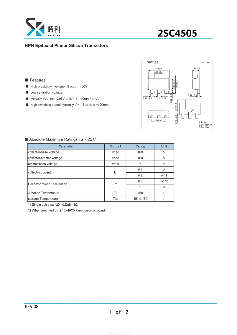 2SC4505 Datasheet PDF SHIKE Electronics