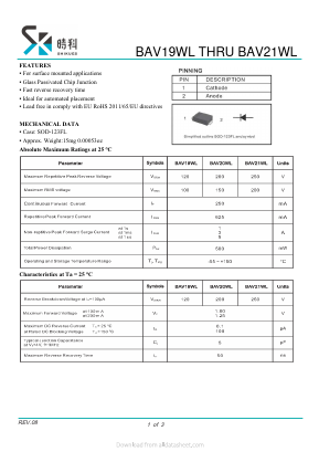 BAV19WL Datasheet PDF SHIKE Electronics