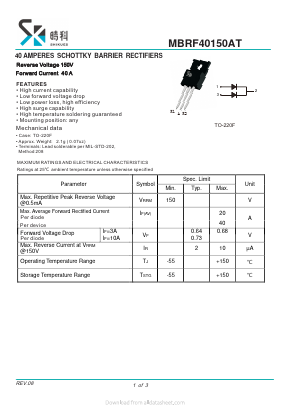 MBRF40150AT Datasheet PDF SHIKE Electronics