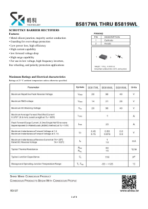 B5818WL Datasheet PDF SHIKE Electronics