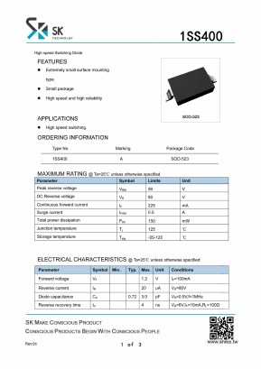 1SS400 Datasheet PDF SHIKE Electronics