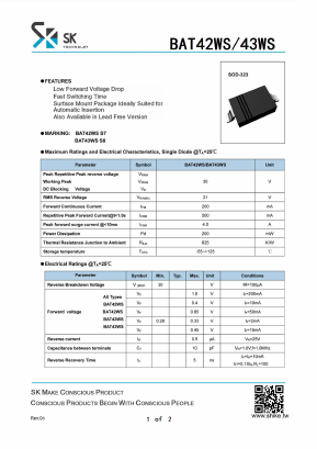 BAT43WS Datasheet PDF SHIKE Electronics