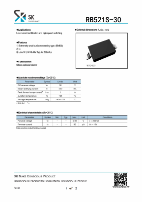 RB521S-30 Datasheet PDF SHIKE Electronics
