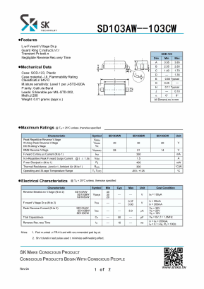 SD103AW Datasheet PDF SHIKE Electronics
