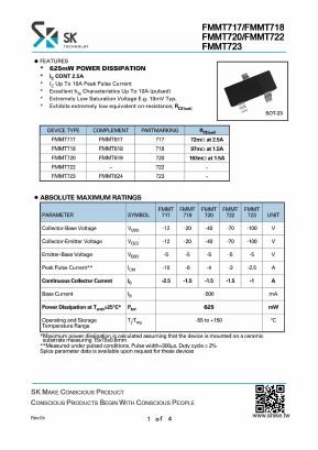 FMMT720 Datasheet PDF SHIKE Electronics