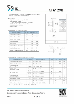 KTA1298 Datasheet PDF SHIKE Electronics