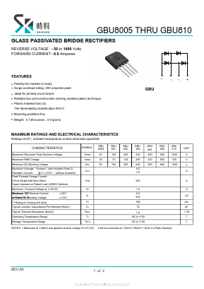 GBU806 Datasheet PDF SHIKE Electronics