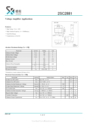 C2881 Datasheet PDF SHIKE Electronics
