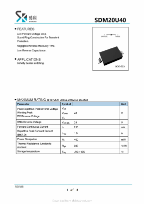 SDM20U40 Datasheet PDF SHIKE Electronics