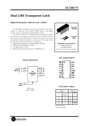 SL74HC75 Datasheet PDF System Logic Semiconductor
