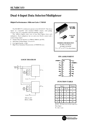 SL74HC153D Datasheet PDF System Logic Semiconductor