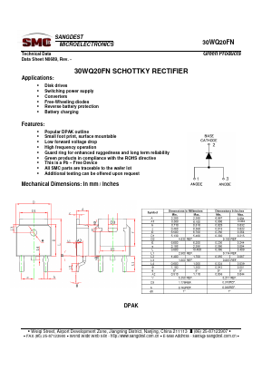 30WQ20FN Datasheet PDF Sangdest Microelectronic (Nanjing) Co., Ltd