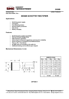 SK56B Datasheet PDF Sangdest Microelectronic (Nanjing) Co., Ltd
