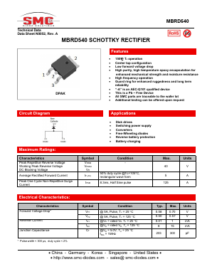 MBRD540 Datasheet PDF Sangdest Microelectronic (Nanjing) Co., Ltd