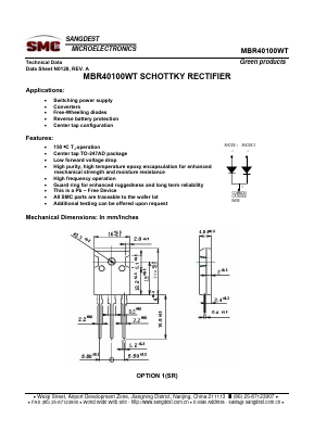 MBR40100WT Datasheet PDF Sangdest Microelectronic (Nanjing) Co., Ltd