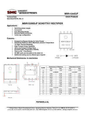 MBR15200DJF Datasheet PDF Sangdest Microelectronic (Nanjing) Co., Ltd