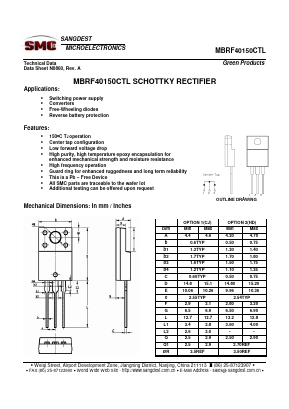 MBRF40150CTL Datasheet PDF Sangdest Microelectronic (Nanjing) Co., Ltd