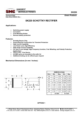 SK220 Datasheet PDF Sangdest Microelectronic (Nanjing) Co., Ltd