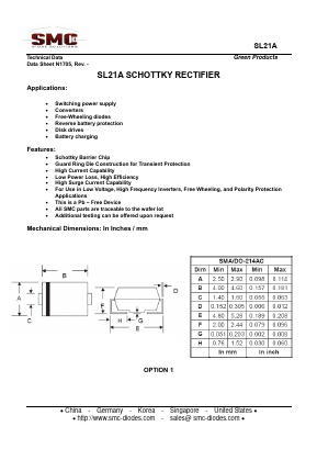 SL21A Datasheet PDF Sangdest Microelectronic (Nanjing) Co., Ltd