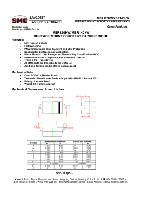 MBR140HW Datasheet PDF Sangdest Microelectronic (Nanjing) Co., Ltd