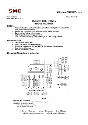 KBJ1008 Datasheet PDF Sangdest Microelectronic (Nanjing) Co., Ltd