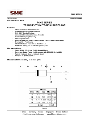 P6KE20 Datasheet PDF Sangdest Microelectronic (Nanjing) Co., Ltd