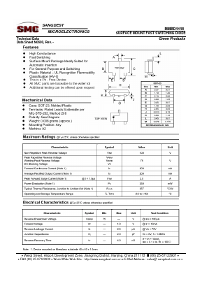 MMBD4148 Datasheet PDF Sangdest Microelectronic (Nanjing) Co., Ltd