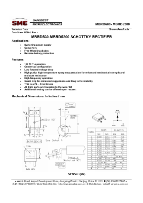 MBRD580 Datasheet PDF Sangdest Microelectronic (Nanjing) Co., Ltd