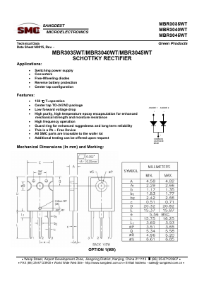MBR3035WT Datasheet PDF Sangdest Microelectronic (Nanjing) Co., Ltd
