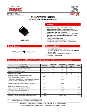 1N5819W Datasheet PDF SMC Diode Solutions Co. LTD