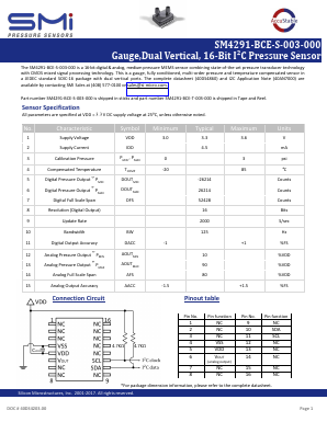 SM4291-BCE-S-003-000 Datasheet PDF Silicon Microstructures, Inc.