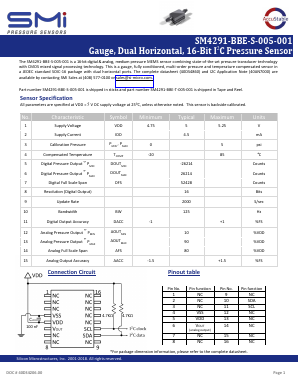 SM4291-BBE-S-005-001 Datasheet PDF Silicon Microstructures, Inc.