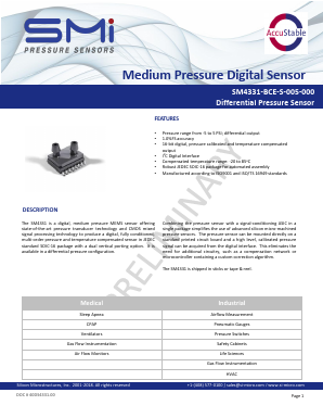 SM4331-BCE-T-005-000 Datasheet PDF Silicon Microstructures, Inc.